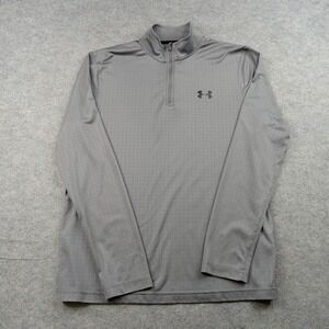 Under Armour Pullover Mens Medium Gray HeatGear 1/4 Zip Long Sleeve Athletic Top